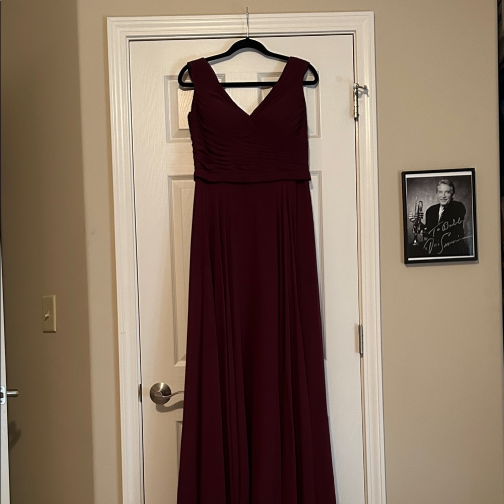 David’s Bridal - Bordeaux, Mori Lee, Maxi Bridesmaid Dress